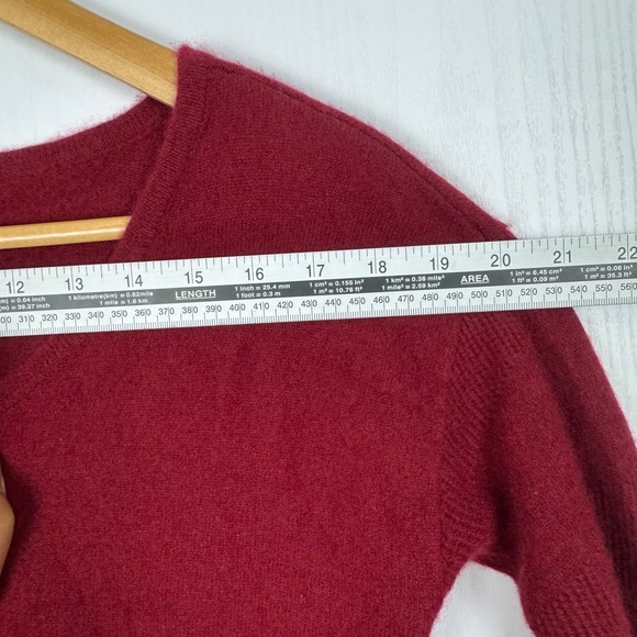 WYTHE‎ NY 100% Cashmere Burgundy V Neck 3/4 Sleeve Sweater Women's Size M - Picture 8 of 11